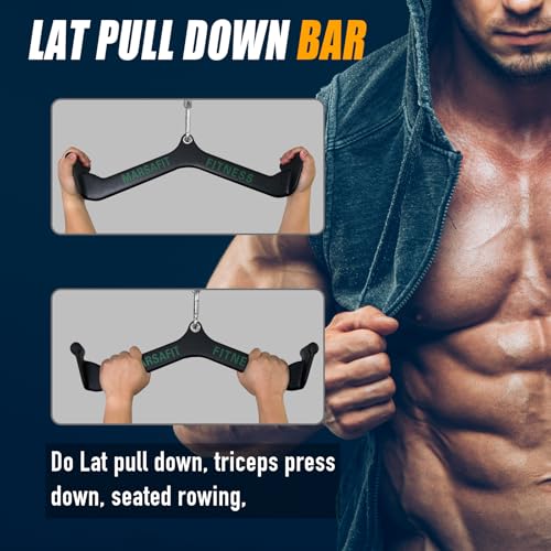 Home Gym Fitness Rowing T-bar V-bar Pulley Cable Machine Attachment, Bicep Curl Tricep LAT pulldown Bar Back Strength Training Handle Grips LAT Pull Down Bar for Seat Row Workout - view 6