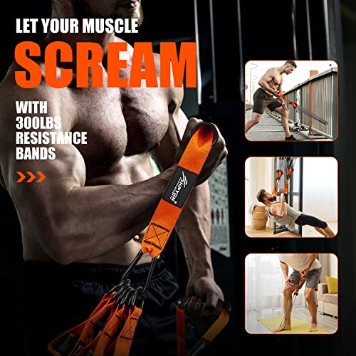 Heavy Resistance Bands, 300LBS Exercise Bands for Working Out, Fitness Bands with Handles, Workout Bands for Men, Weight Bands Set for Muscle Training, Strength, Slim, Yoga, Home Gym Equipment - view 5