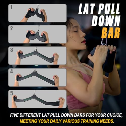 Home Gym Fitness Rowing T-bar V-bar Pulley Cable Machine Attachment, Bicep Curl Tricep LAT pulldown Bar Back Strength Training Handle Grips LAT Pull Down Bar for Seat Row Workout - view 4