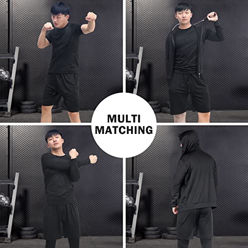 Men Compression Workout Set 5 PCS Dry Quick Shirt Pants Shorts Tights Jacket Clothes for Gym - view 5