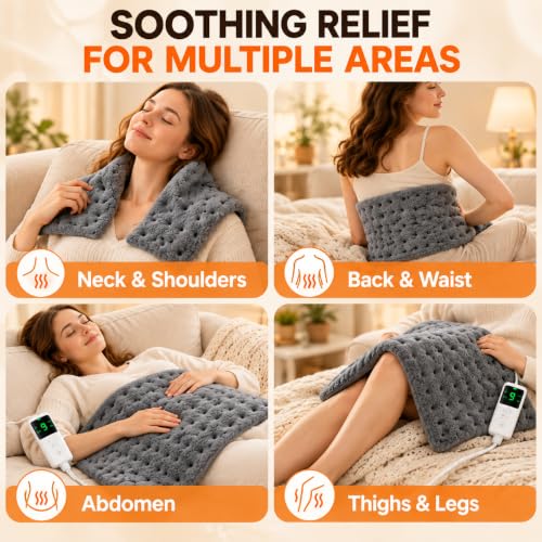 Heating Pad for Back, 17 x 33 in, 9 Heat Settings, 4 Timers, Gray - view 5