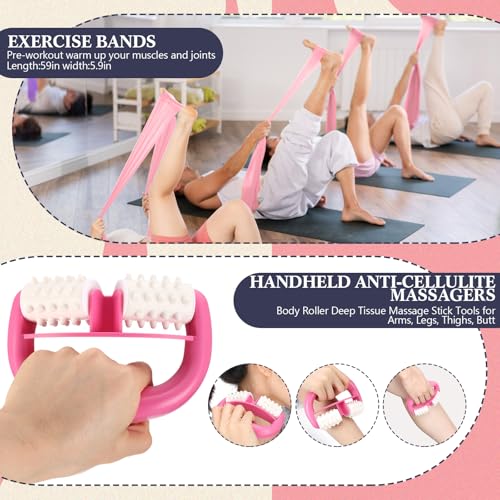 5-in-1 Pink Yoga Wheel Set Back Stretcher Kit with Foam Roller - view 4