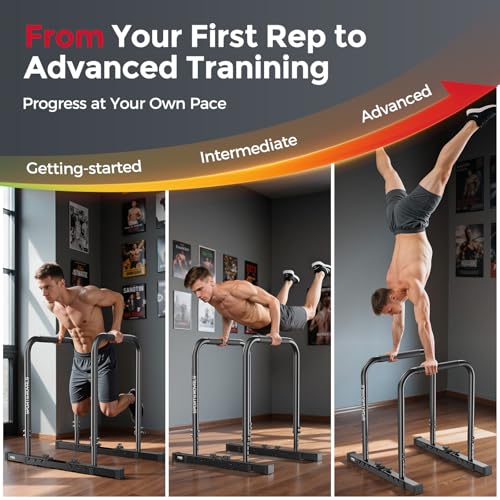 Adjustable Dip Bar Station, Heavy Duty Parallette & Parallel Bars, 400LBS Stable Dip Stands for Home Gym, Calisthenics & Upper Body Workout Equipment - view 5