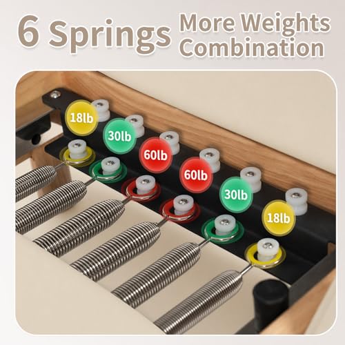 Pilates Reformer Machine, Wood Foldable Pilates Machine Equipment for Home Workout - view 4