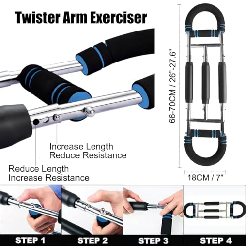 Twister Arm Trainer, Three Tube Resistance Spring System, Adjustable Chest Workout Equipment, Portable Muscle Training for Home Gym Exercise - view 5