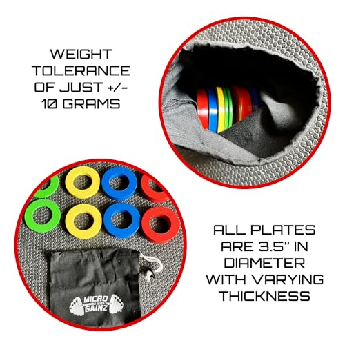 Micro Gainz Calibrated Fractional Weight Plates Set, 8 Piece Olympic Weight Plates Set with Bag, Designed for Olympic Barbells for Strength Training and Micro Loading, Made in USA - view 5