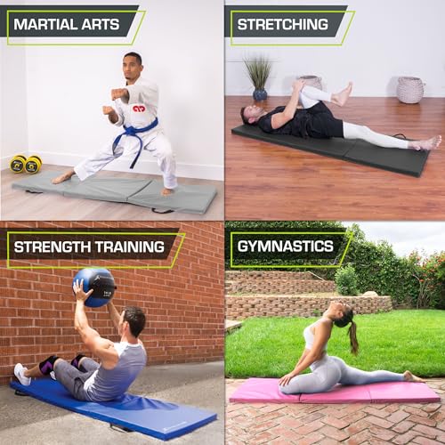 ProsourceFit Tri-Fold Folding Thick Exercise Mat 6’x2’ with Carrying Handles for MMA, Gymnastics, Stretching, Core Workouts - view 5