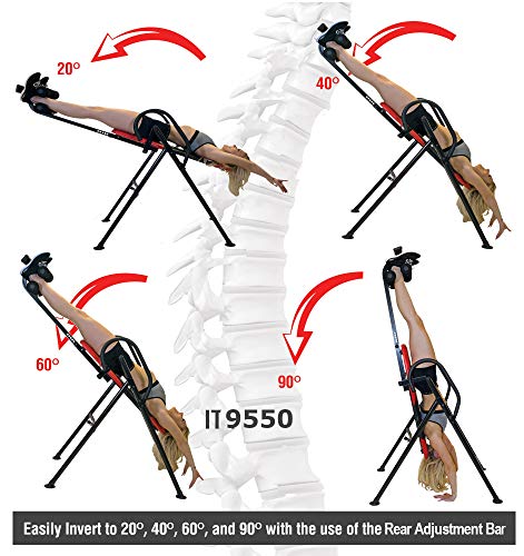IT9550 Deluxe Inversion Table with Adjustable Head Rest & Lumbar Support Pad, - Heavy Dutyup to 250 lbs., Red - view 5