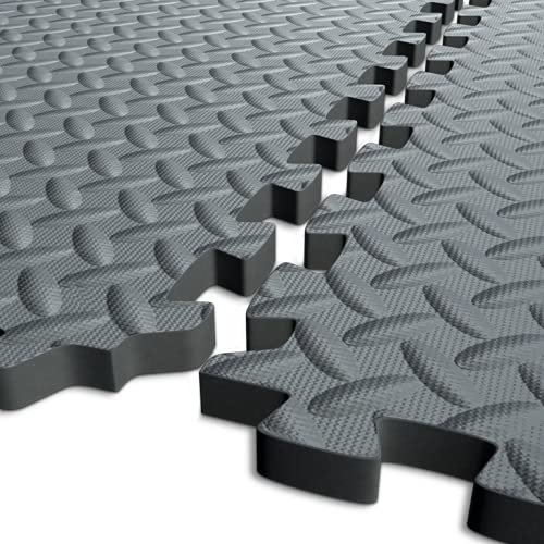 Home Gym Flooring Tiles - Interlocking Floor Mats for Exercise Equipment, Weight Training, Martial Arts - Non-Slip, Noise-Dampening EVA Foam Squares - 6-Pack 24x24x0.5-Inch Pads - view 2