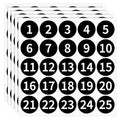 1-25 Consecutive Number Stickers, 5 Sheets 1.2 Inch Self-Adhesive Small Circle Vinyl Numbered Decal Labels Waterproof for Fitness Equipment Inventory Storage Boxes Toolbox Lockers(Black)