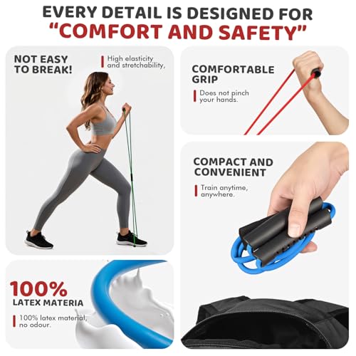 Resistance Bands, Figure 8 Exercise Bands for Women Men, 8 Shaped Resistance Bands for Arms, Chest Expander, Yoga Gym Fitness Pulling Rope 8 Word Elastic for Exercise Muscle Training Tubing - view 5