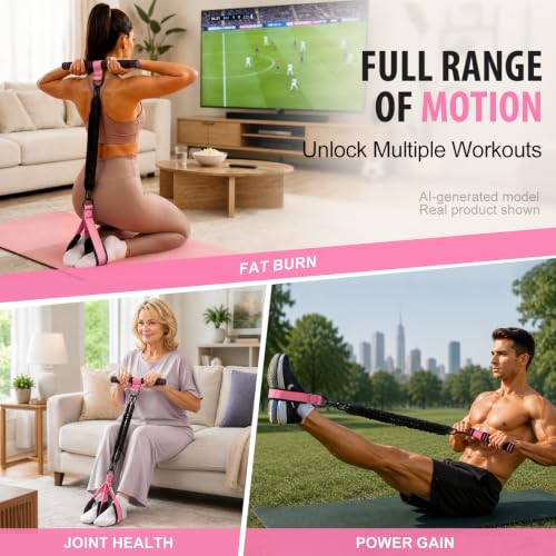 Adjustable Foot Pedal Resistance Band with Handle, Multifunction AB/Core Workout Equipment for Women, 3-in-1 Exercise Bands for Working Out, 30-90lbs Heavy Duty Home Gym Yoga Fitness Equipment - view 5