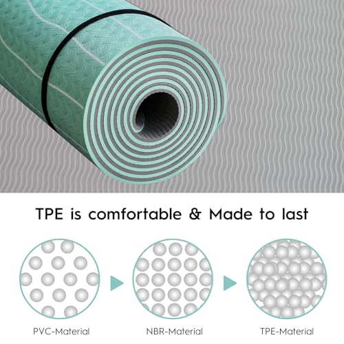 TPE Yoga Mat (72" x 24" x 5mm) - Cruise Color Non-Slip Workout Mat with Alignment Lines for Women & Men - Durable, Eco-Friendly, Latex-Free Exercise Mat for Home, Pilates & Fitness - view 7
