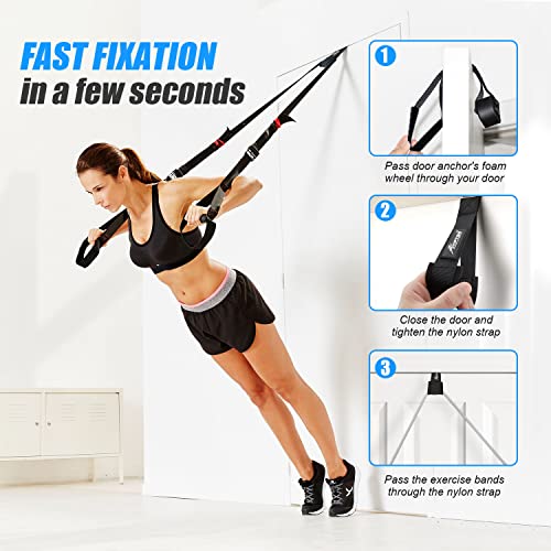 Door Anchor for Resistance Bands, Home-Gym Workout Exercise Attachment for Yoga Strap, Physical Therapy and Closed Loop Bands, Heavy Duty System - view 2