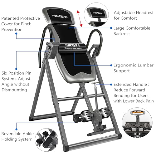 Inversion Table with Adjustable Headrest, Reversible Ankle Holders, and 300 lb Weight Capacity - view 2