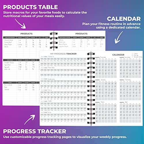 Fitness Journal Bundle, Workout Log Planner 2 Pink & Dark Purple - view 5