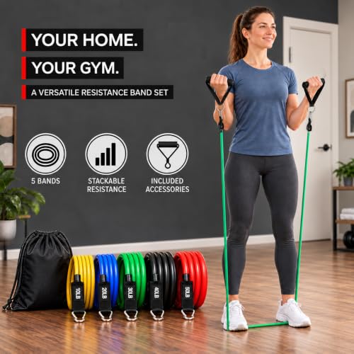 Resistance Bands with Handles, Exercise Tube Bands Set for Workouts - view 2