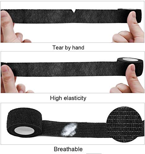 Self Adhesive Bandage Rolls Grip Cover Sensi Wrap Tape for Sports,Wrist,Ankle,Pets 5-Yards 24pcs (1 inch, Black) - view 4
