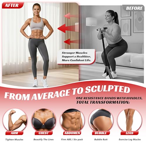 Multifunction Pedal Resistance Band with Handle, 50LBS Foot Pedal Resistance Bands for Core/ABS, Arm, Waist, Abdomen, Leg Workout, Portable Sit Up Exercise Equipment for Women - view 4
