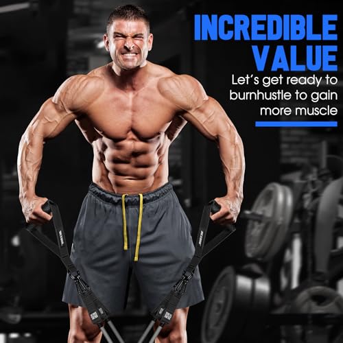 Heavy Resistance Bands for Working Out, 300lbs/360lb/420lb Exercise Bands Workout Bands with Handles, Door Anchor, Ankle Straps, Home Gym Workout Equipment for Men Fitness Strength Training Stretching - view 5
