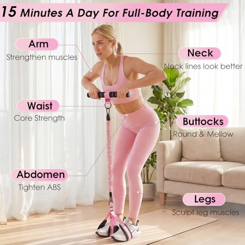Multifunction Pedal Resistance Band with Handle Set,Pink - view 3