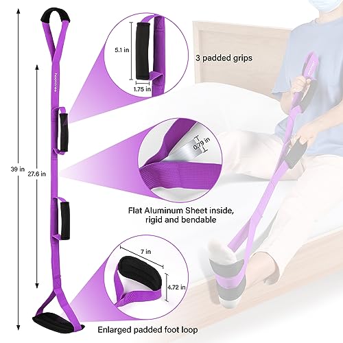 39'' Long Leg Lifter Strap with Padded Handgrips and Feet Loop,Rigid Leg Lifter Hip&Knee Replacement Surgery Recovery Kit,Mobility Aids Foot Lifter Easily Get in and Out of Bed,Car,Wheelchair - view 5