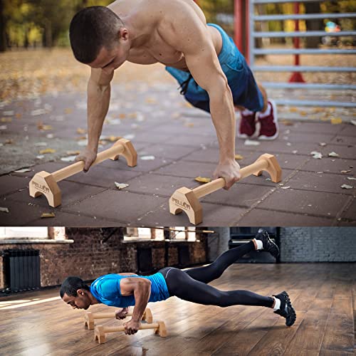 2 PCS Wooden Parallettes Bars, Push Up Bars Calisthenics Equipment - view 4