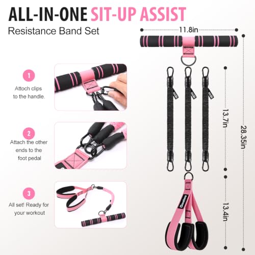Adjustable Foot Pedal Resistance Band with Handle, Multifunction AB/Core Workout Equipment for Women, 3-in-1 Exercise Bands for Working Out, 30-90lbs Heavy Duty Home Gym Yoga Fitness Equipment - view 7