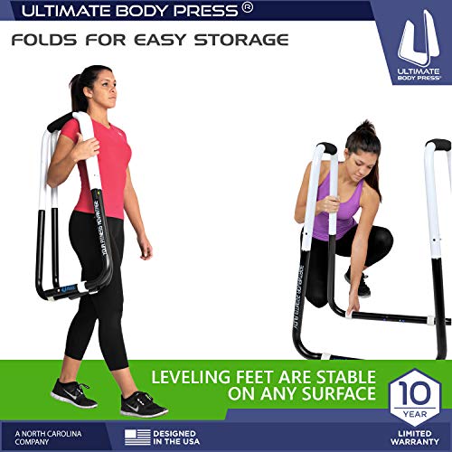 Dip Bar Fitness Station - Adjustable Width Folding Dip Stand with Angled Grips, Stable Leveling and Easy Storage - view 4