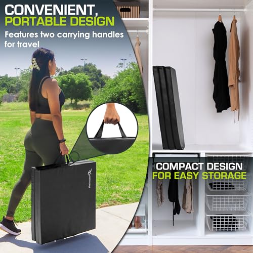 ProsourceFit Tri-Fold Folding Thick Exercise Mat 6’x2’ with Carrying Handles for MMA, Gymnastics, Stretching, Core Workouts - view 4