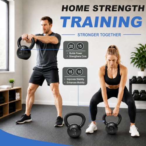 B​alanceFrom 5-​50 LB​ Kettlebells Cast Iron Strength Training Kettlebells for Home Gym Exercises, ​S​ingle or Set - view 5