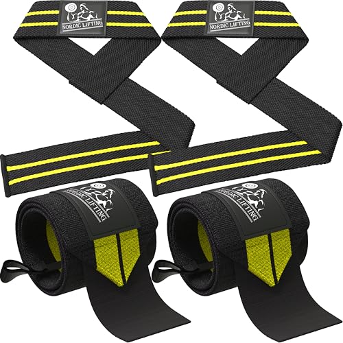 Wrist Wraps for Weightlifting & Lifting Straps (2 Pairs)