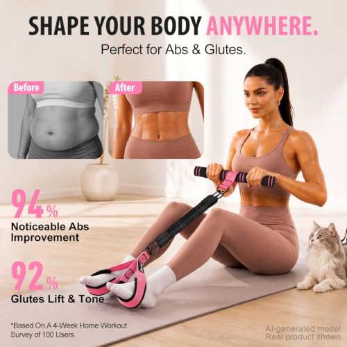 Adjustable Foot Pedal Resistance Band with Handle, Multifunction AB/Core Workout Equipment for Women, 3-in-1 Exercise Bands for Working Out, 30-90lbs Heavy Duty Home Gym Yoga Fitness Equipment - view 2
