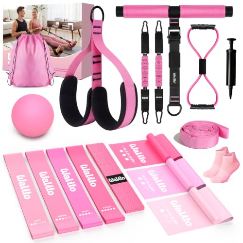 15 PCS Pilates Kit, Adjustable Pedal Resistance Band with Handle, Figure 8 Resistance Band for Exercise Women, At Home Workout Equipment Set with Yoga Ball & Booty Bands for Full Body Gym