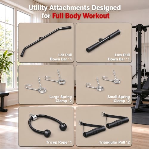 2-in-1 Cable Machine, LAT Pulldown & Rowing Machine for Home Gym - view 6