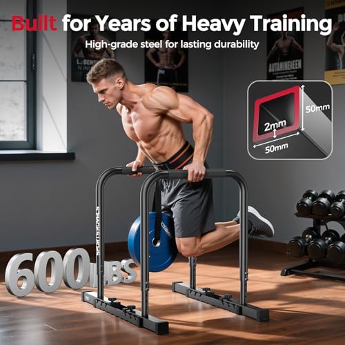 Adjustable Dip Bar Station, Heavy Duty Parallette & Parallel Bars, 400LBS Stable Dip Stands for Home Gym, Calisthenics & Upper Body Workout Equipment - view 3