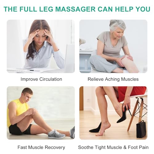 Full Leg Massager, Foot, Calf & Thigh Massage Machine- 3 Intensities 3 Modes Air Compression Therapy Device Help for Elderly Pain Relief, Swelling, RLS, Edema, 2 Extensions for Bigger Calf - view 3