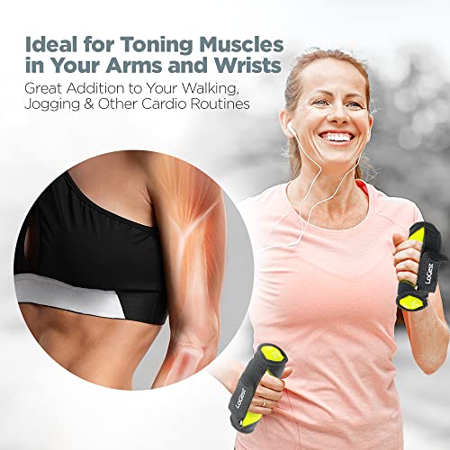 Soft Hand Weights - Adjustable Neoprene Dumbbells (1LB, 2LB, 3LB, 4LB) - Red, Yellow, Blue, Purple - Velcro Straps - Weight Training, Walking, Jogging, Aerobics, Yoga - view 3