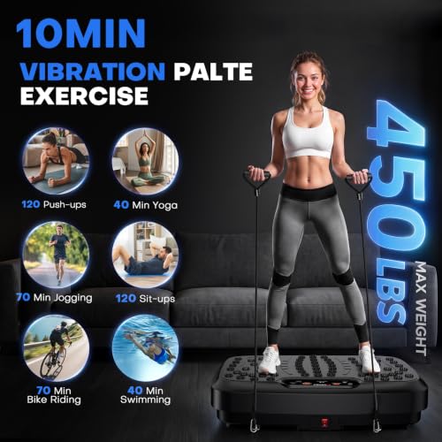 Vibration Plate for Lymphatic Drainage with 7 Modes, Vibration Plate Exercise Machine, Powerful 150W Motor, Speaker with Music, Full Body Workout with 199 Speeds for Women Men, 450 Lbs Capacity - view 5