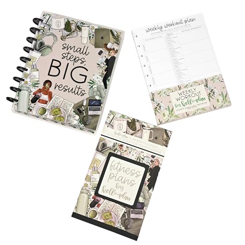 Kellofaplan Fitness Bundle with 12-Month Undated Planner, Sticker Book and Weekly Workout Sheets, Goal Tracking