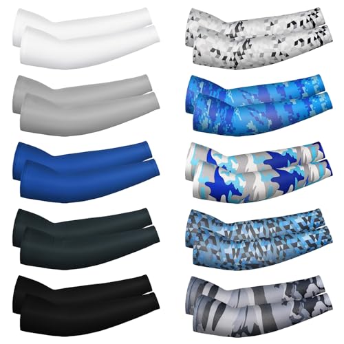 10 Pairs Arm Sleeves for Kids Youth Basketball Football Baseball UV Sun Protection Sports Compression Arm Cover