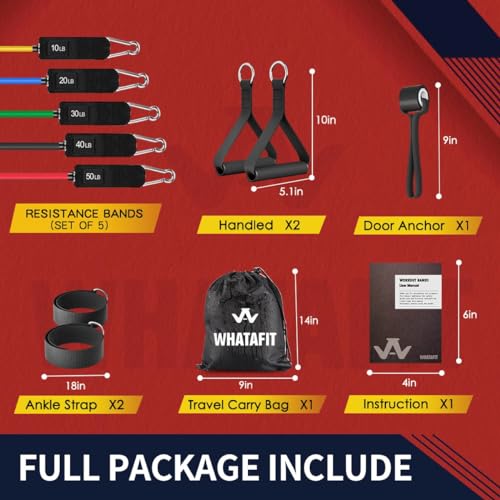 Resistance Bands with Handles, 150 lb Exercise Bands Set - view 3