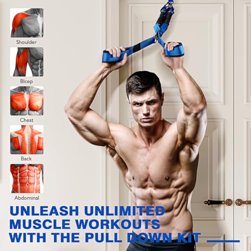 Home Gym Tricep Rope Workout Equipment, Heavy Resistance Bands with Handles, Door Anchor, Pull Down Attachment for Triceps, Biceps, Arms,Chest,Back Exercise, Best Replacement for Cable Machines - view 2