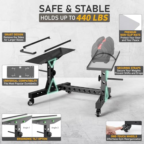 Adjustable Dumbbell Rack & Weight Rack, Holds 440lb, Low/High - view 4