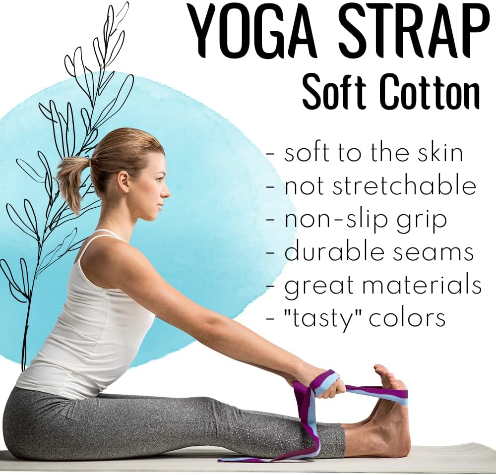 2 IN 1 Yoga & Mat Strap for Stretching – Cotton – 6/8/10 ft | Adjustable Non-Slip Belt in 30+ Colors for Yoga, Pilates, Physical Therapy, Fitness, Home Workouts and Carrying Mats - view 4