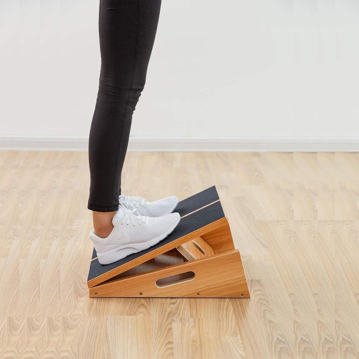 Wooden Slant Board, Adjustable Incline, Side Handles, Non-Slip | Standard and XL Sizes, Full or Partial Non-Slip Surfaces, Side Carry Handle, Calf and Ankle Stretching, Squats and Rehab - view 5