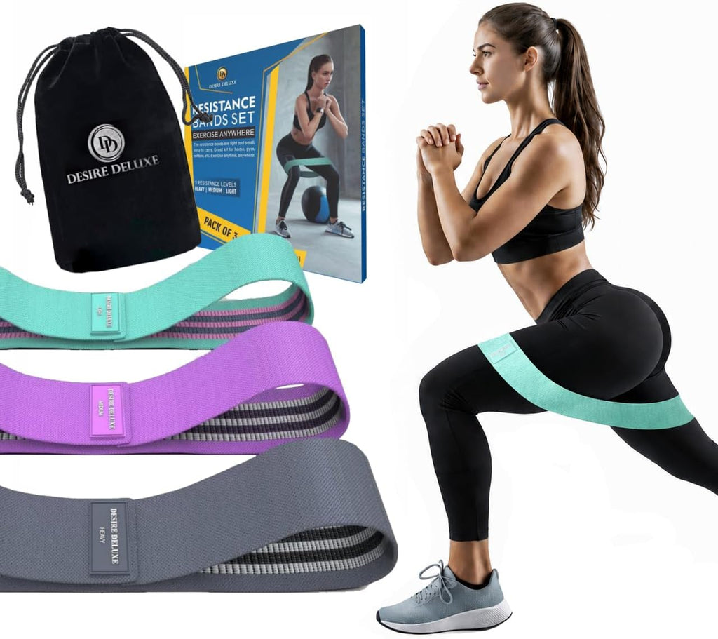 Premium Resistance Bands Set – Fabric Stretch Bands for Strength Training, Physical Therapy, Pilates & Yoga, Non-Slip Workout Bands for Men & Women (3 Pack)
