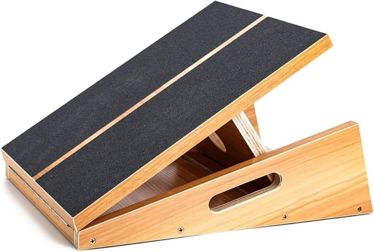 Wooden Slant Board, Adjustable Incline, Side Handles, Non-Slip | Standard and XL Sizes, Full or Partial Non-Slip Surfaces, Side Carry Handle, Calf and Ankle Stretching, Squats and Rehab