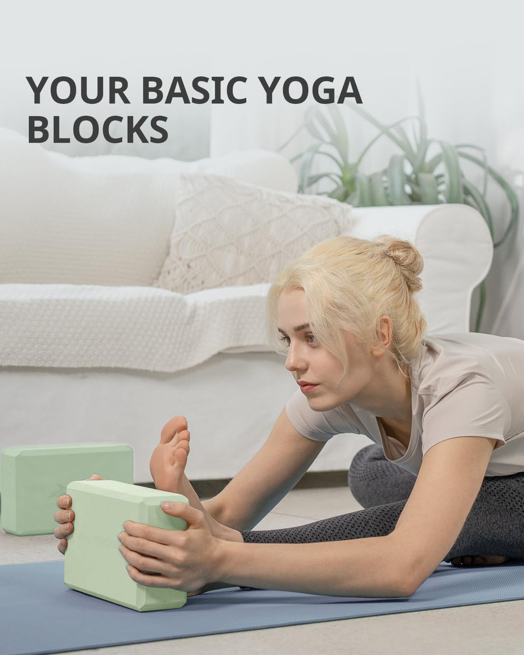 Yoga Blocks 2 Pack, Soft Non-Slip Foam Blocks with Beveled Edges for Alignment and Stretching in Yoga, Pilates, and Dance - Supportive, Lightweight, Odor Resistant, Latex-Free - view 3