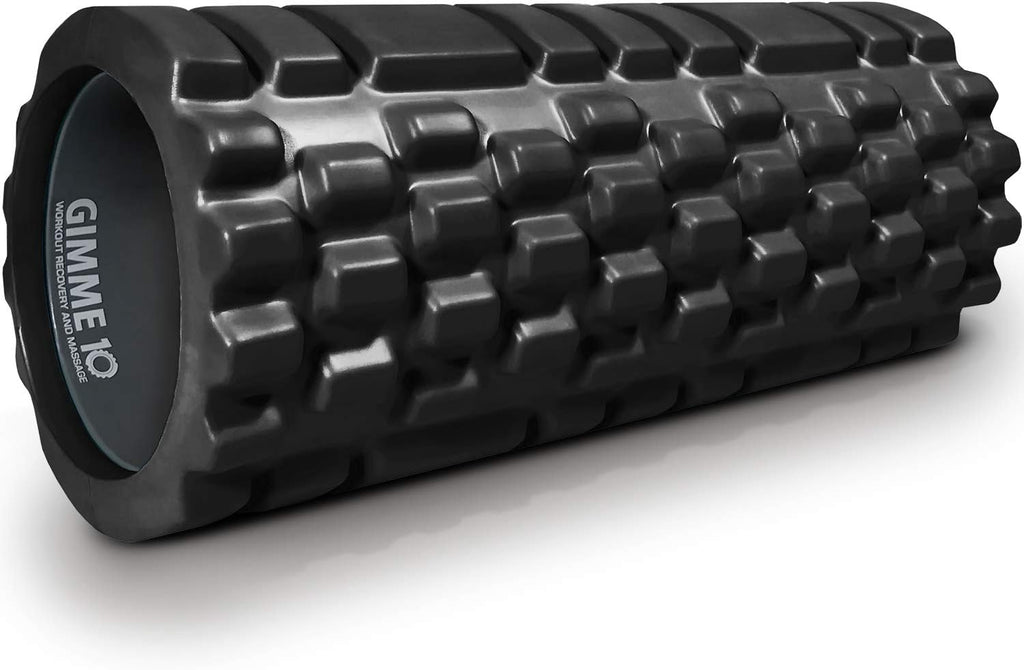 Trigger point releasing foam massage roller with medium compression for exercise, stretching, and muscle recovery - relieves muscle tightness, improves mobility, and circulation